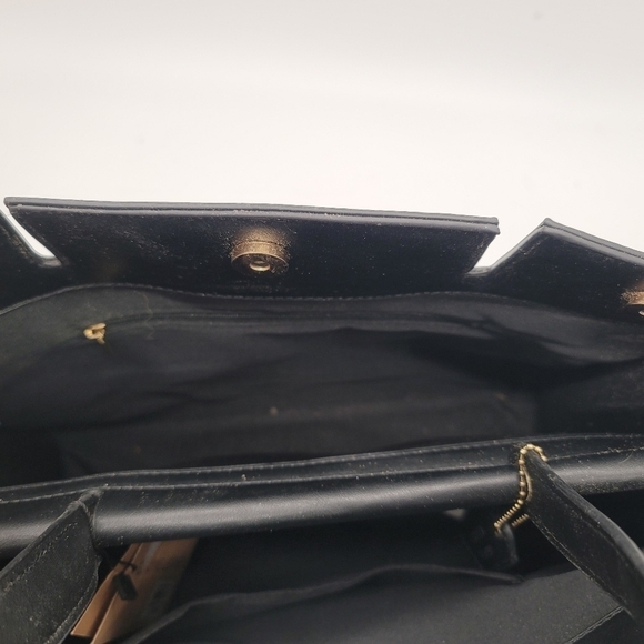 Savanna BLack Genuine Leather Tote Bag Shoulder 13" x 11" - Picture 4 of 11